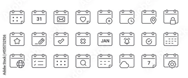 Fototapeta Calendar line icons set. Outline web icons. Editable stroke