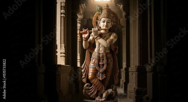 Obraz Krishna flute hindu god statue sculpture indian deity divinity spirituality art