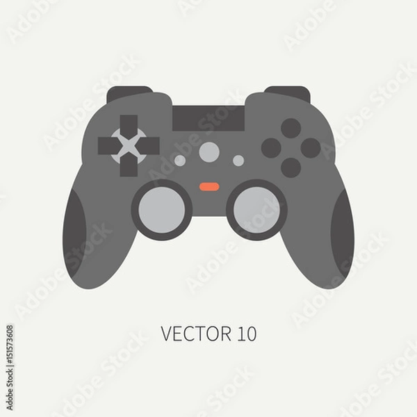 Obraz Plain flat color vector computer part icon joystick. Cartoon. Digital gaming and business office pc desktop device. Innovation gadget. Gamepad. Illustration and element for your design and wallpaper.