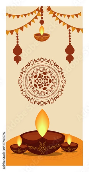 Fototapeta Happy Diwali Vertical Banner Vector Set - Festival of Lights-01
