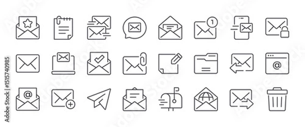 Fototapeta Mail line icons set. Outline web icons. Editable stroke
