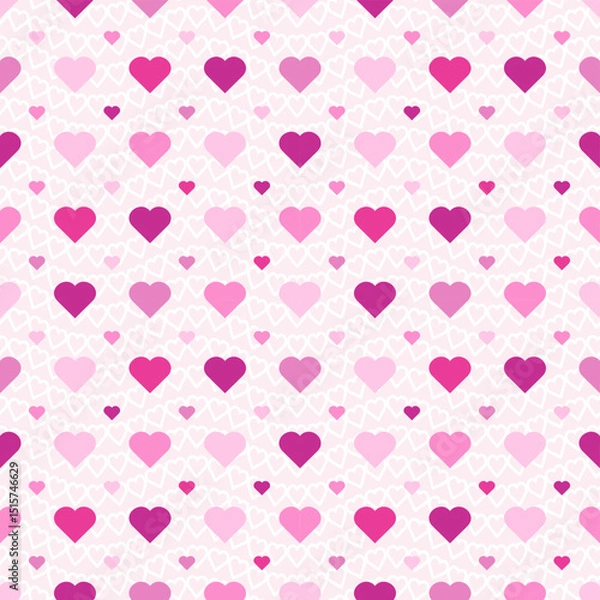 Obraz Pink Heart Mosaic, seamless vector pattern with rosy hearts in a pinky palette. Perfect for backgrounds, textiles, and festive banner designs, spreads love and joy with every symbol