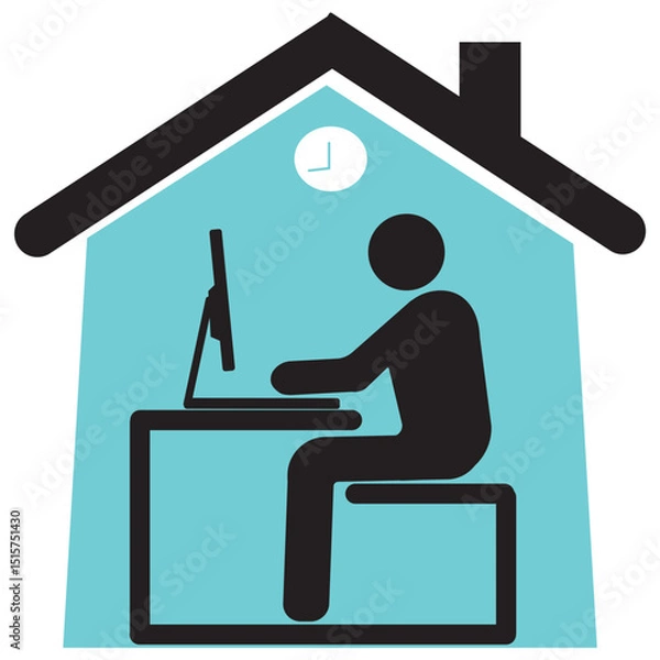 Fototapeta Work from home. Professional working on computer at home. Working Icon vector.