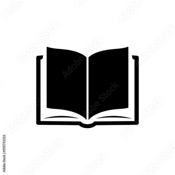 Fototapeta Open book icon with visible pages and spine detail