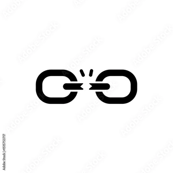 Fototapeta Broken Link Icon Representing Unlink or Connection Error