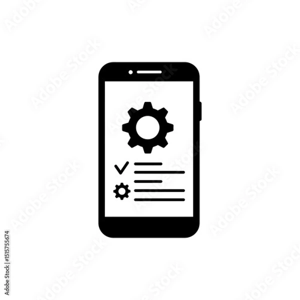 Fototapeta Mobile Phone Icon With Settings Gear For Device Configuration