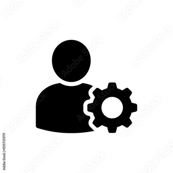 Fototapeta User icon with settings gear symbolizing account configuration