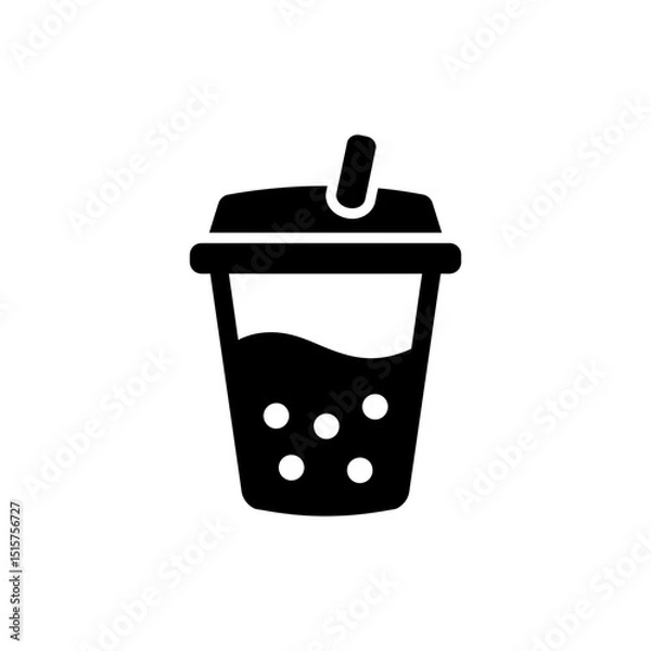 Fototapeta Boba Cup Icon with Half-Filled Layer for Trendy Drink Look
