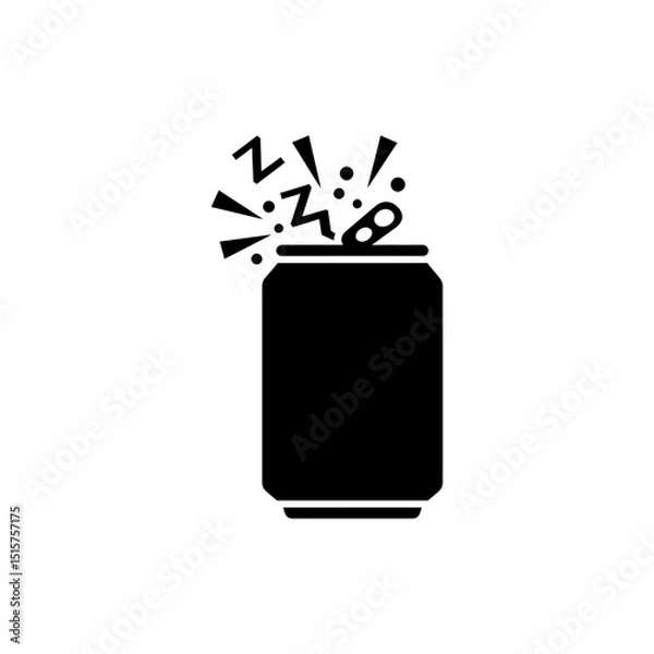 Fototapeta Large Can with Crack Open and Fizz, Soda Can with Carbonation