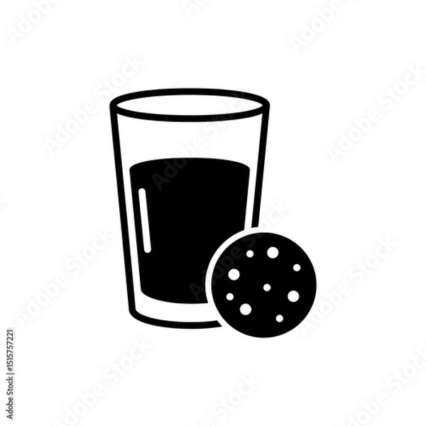 Fototapeta Milk Glass with Cookie on the Side