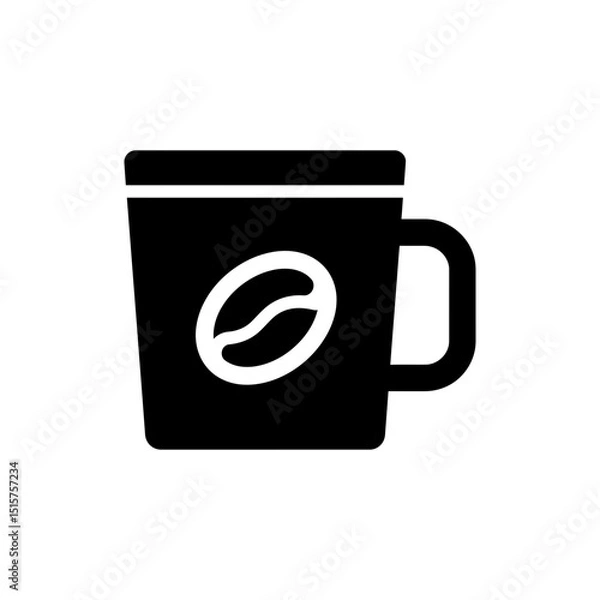 Fototapeta Mug with Bold Bean on Center Front - Coffee Cup with Bean Design