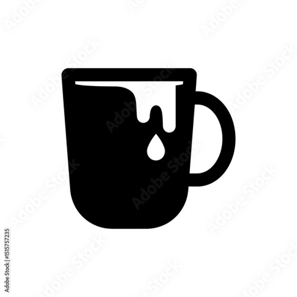 Fototapeta Mug with Curve Spill and Drop - Coffee Mug with Liquid Detail
