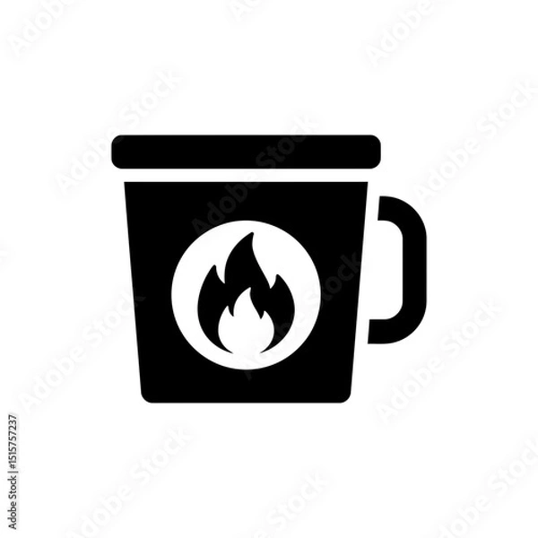 Fototapeta Mug with Flame Symbol at Center - Hot Beverage Cup with Fire Icon