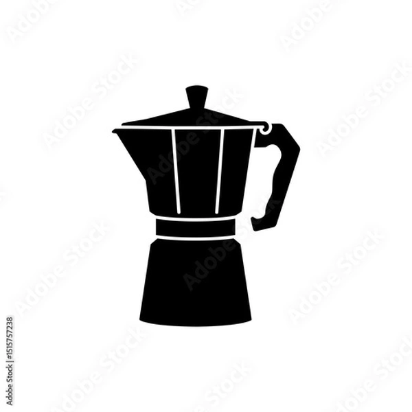 Fototapeta Moka Pot with Curved Handle - Side View of Coffee Brewing Equipment