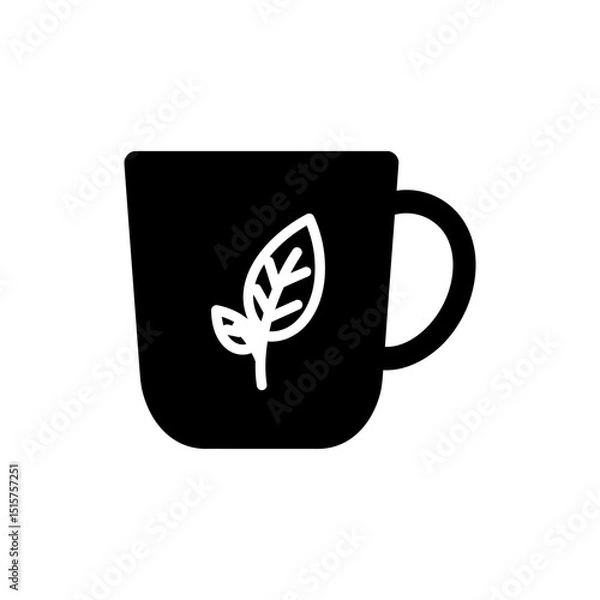 Fototapeta Mug with Diagonal Fill and Leaf - Coffee Cup with Leaf Design