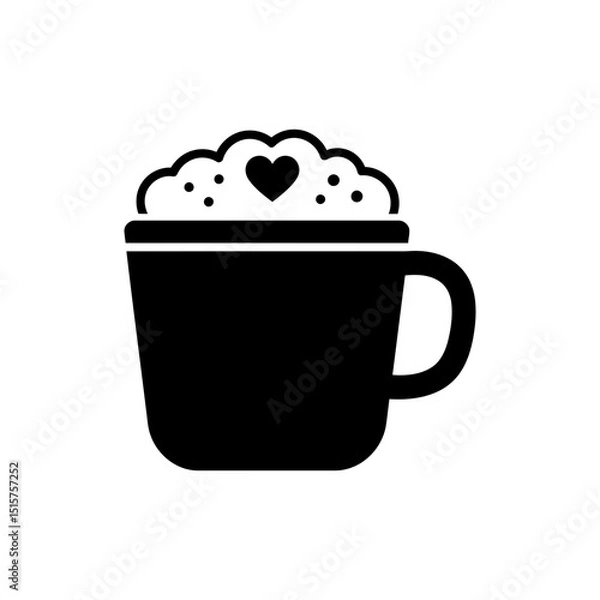 Fototapeta Mug with Heart Foam Art on Top for Coffee and Tea Lovers