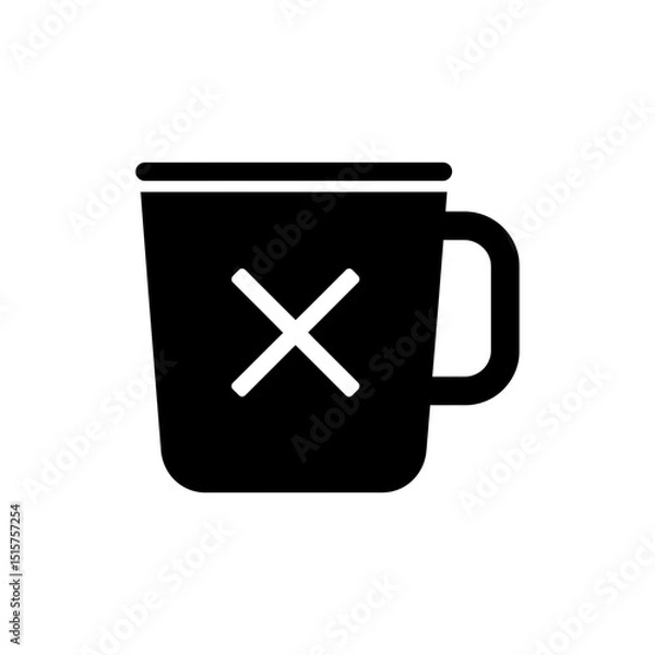Fototapeta Mug with X Symbol for Hot Warning Design