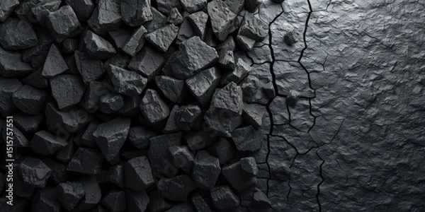 Fototapeta A pile of coal with a crack running through it