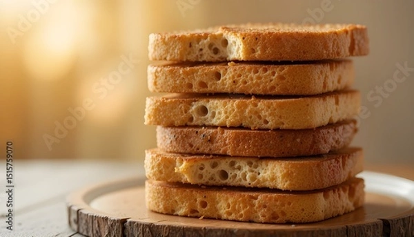 Fototapeta Stack of Toasted Bread and Soft Lighting background amazing