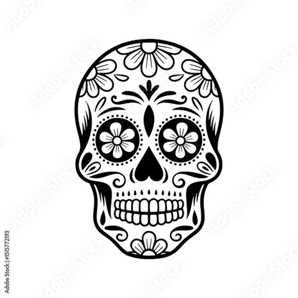 Fototapeta Illustration of mexican sugar skull. Day of the dead. Dia de los muertos. Vector illustration