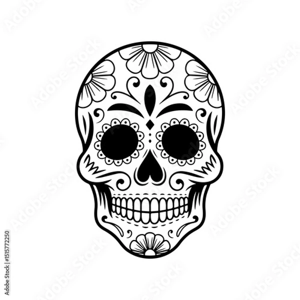 Fototapeta Illustration of mexican sugar skull. Day of the dead. Dia de los muertos. Vector illustration