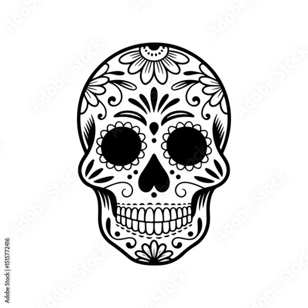 Fototapeta Illustration of mexican sugar skull. Day of the dead. Dia de los muertos. Vector illustration