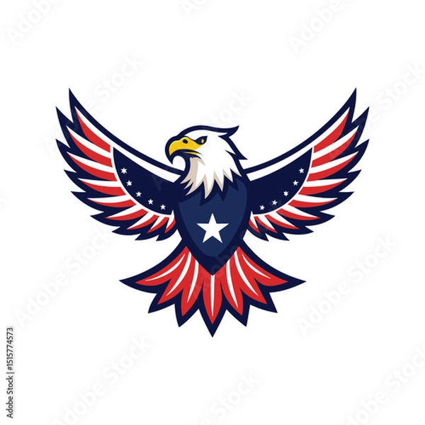 Fototapeta vector illustration of American painted eagle for patriotic day isolated on white background