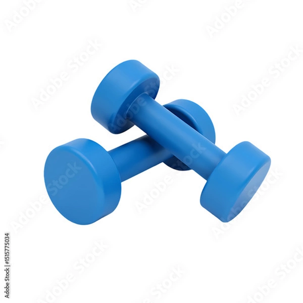 Obraz A pair of blue dumbbells resting on each other a plain black background image view isolated on transparent background