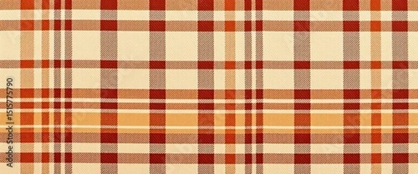 Fototapeta Seamless texture of brown and beige check plaid fabric, geometric, seamless pattern