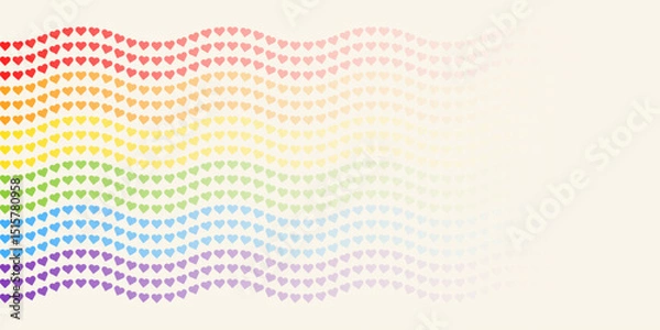 Obraz Wavy Rainbow Heart Mosaic Flag, vector pattern with colorful hearts in bold rainbow palette. Perfect for backgrounds, textiles, and festive banner designs, spreads love and joy