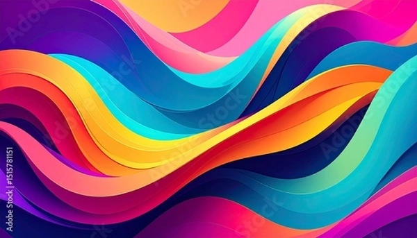 Fototapeta Colorful Abstract Organic Background – Fluid Gradient Shapes in Magenta, Cyan, and Electric Blue with Glossy 3D Texture