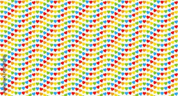 Fototapeta Wavy Rainbow Heart Mosaic, seamless vector pattern with colorful hearts in a retro vintage rainbow palette. Perfect for backgrounds, textiles, and festive banner designs, spreads love and joy
