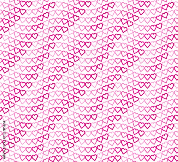Obraz Wavy Cute Pink Heart Mosaic, seamless vector pattern with heart shapes in pinky palette. Perfect for backgrounds, textiles, and festive Valentine Day banner designs, spreads love and joy