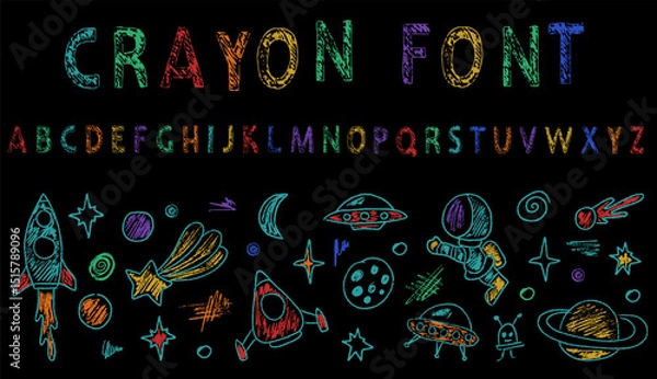 Obraz Crayon Space Adventure with English alphabet