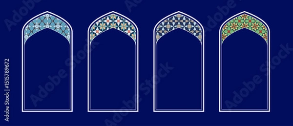 Obraz Intricate Islamic window designs showcasing geometric patterns and vibrant colors