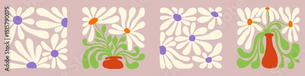 Obraz Seventies-style wavy floral background