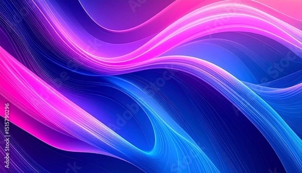 Fototapeta Futuristic Neon Waveflow – Electric Blue, Pink, and Violet Gradient Abstract Background