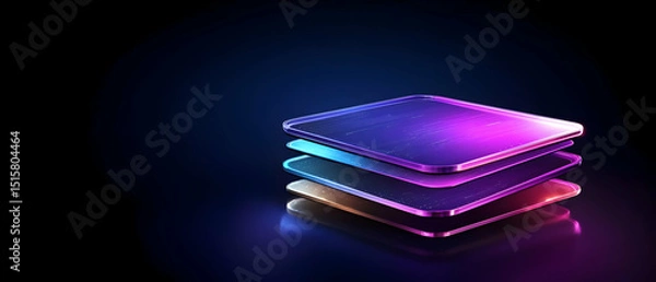 Obraz Abstract Multicolored Glowing Stacked Geometric Shapes