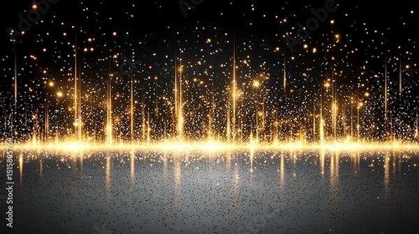 Fototapeta Intense workshop sparks bouncing off gray floor, bright fiery particles exploding on rough industrial surface with dynamic motion and glowing trails