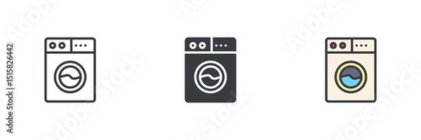 Fototapeta Washing machine different style icon set