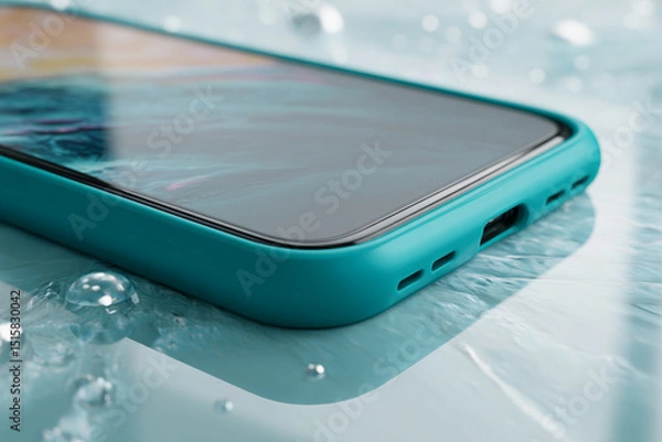 Obraz Turquoise Smartphone Case on Colorful Pastel Background