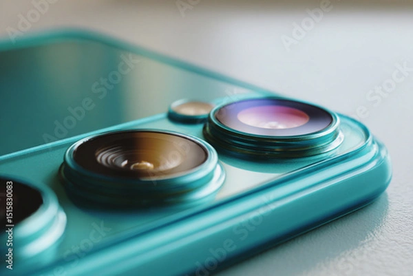 Obraz Turquoise Smartphone Case on Colorful Pastel Background