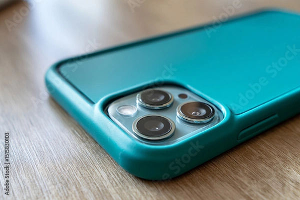 Obraz Turquoise Smartphone Case on Colorful Pastel Background