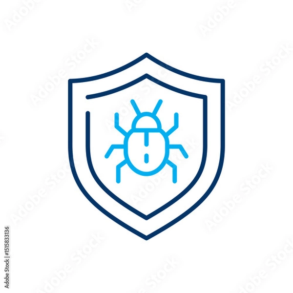Obraz Antivirus icon. Symbol of protection and threat defense. Vector illustration. Editable stroke.