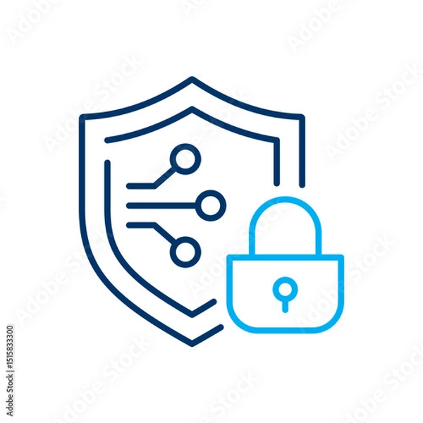 Obraz Cyber security icon. Symbol of internet protection. Vector illustration. Editable stroke.