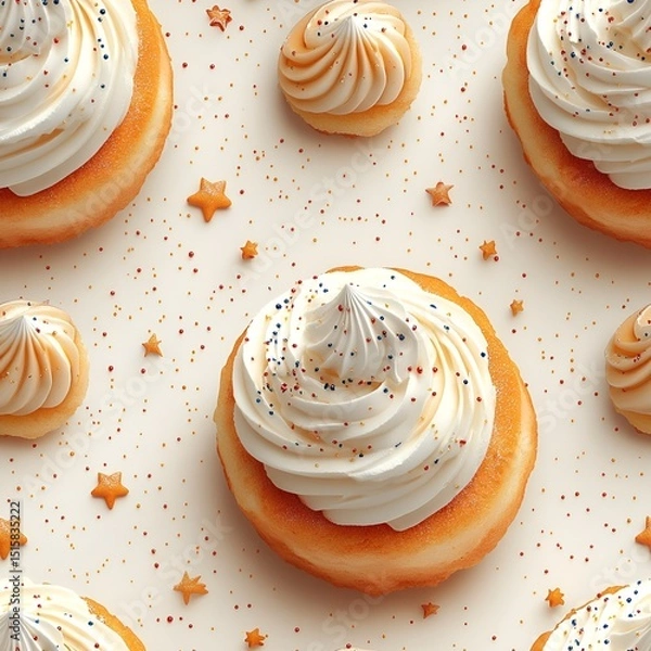 Fototapeta Cake seamless pattern background. Generative AI