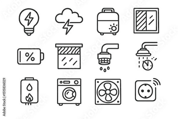 Obraz Energy and appliance icons: electricity, weather, gadgets, home devices