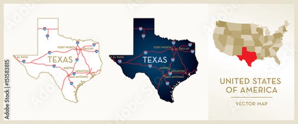 Obraz Map of Texas