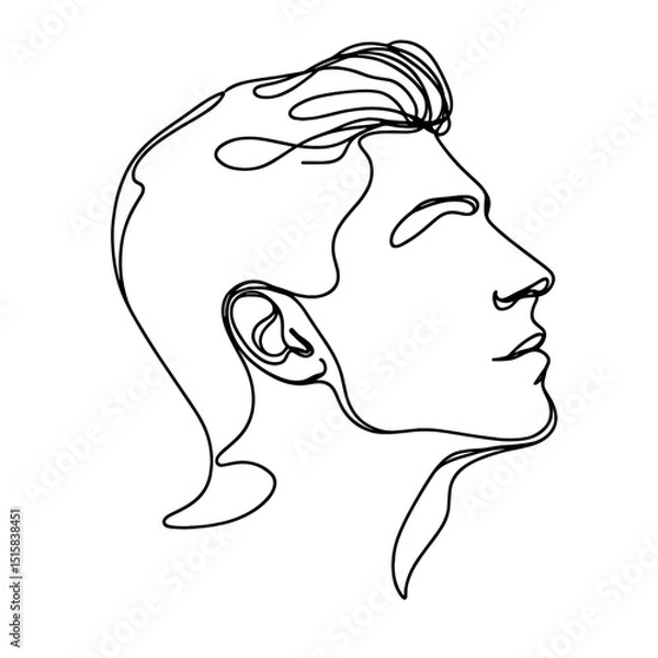 Obraz Male face in artistic continuous line profile