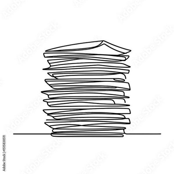 Obraz Stack of papers in outline minimal style